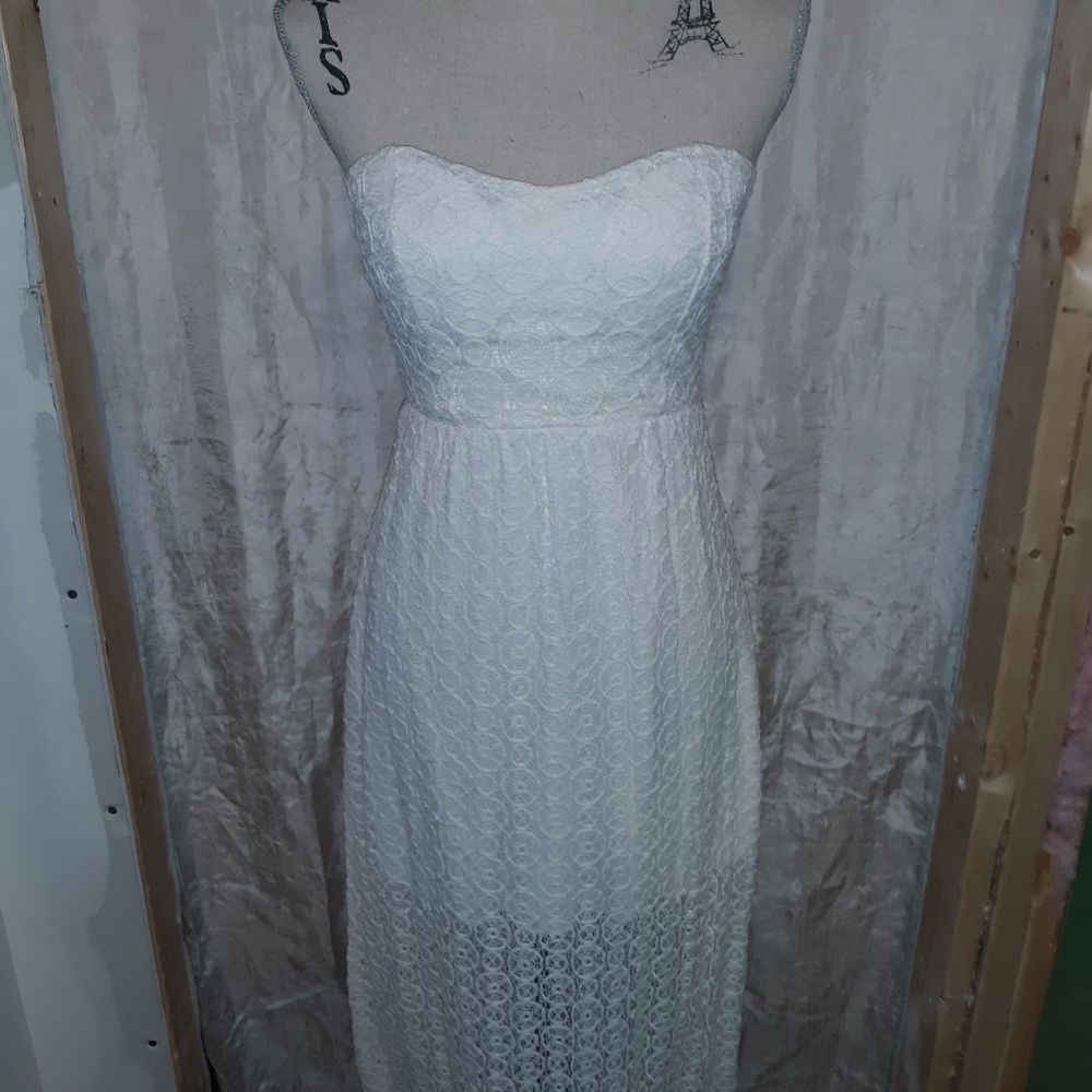 Ivory white Long lace summer dress medium 7-9